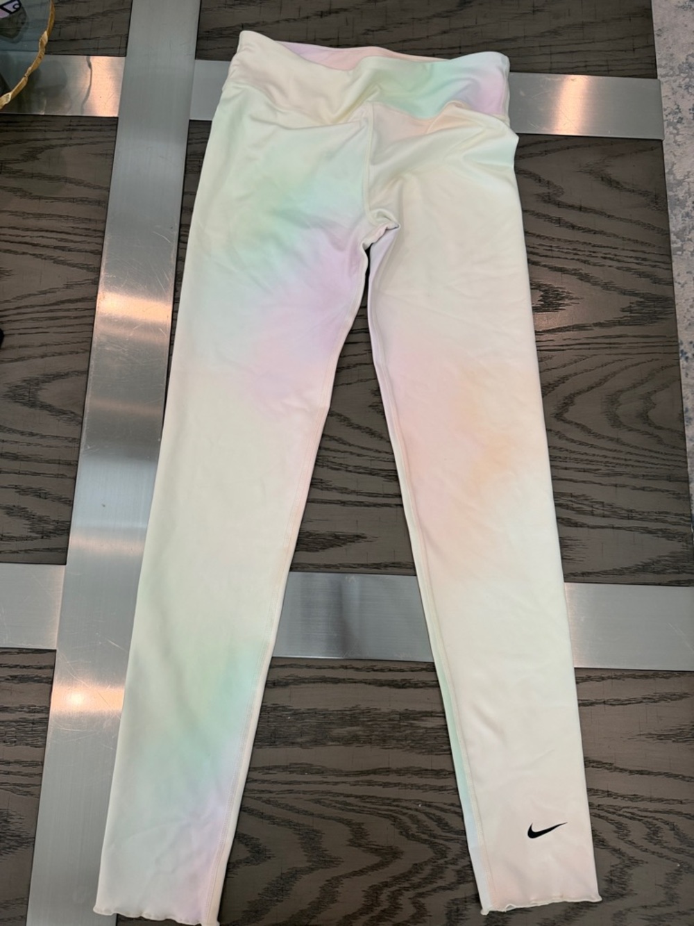 Nike Kids' Pastel Tie-Dye Leggings - White with Soft Pastel Hues